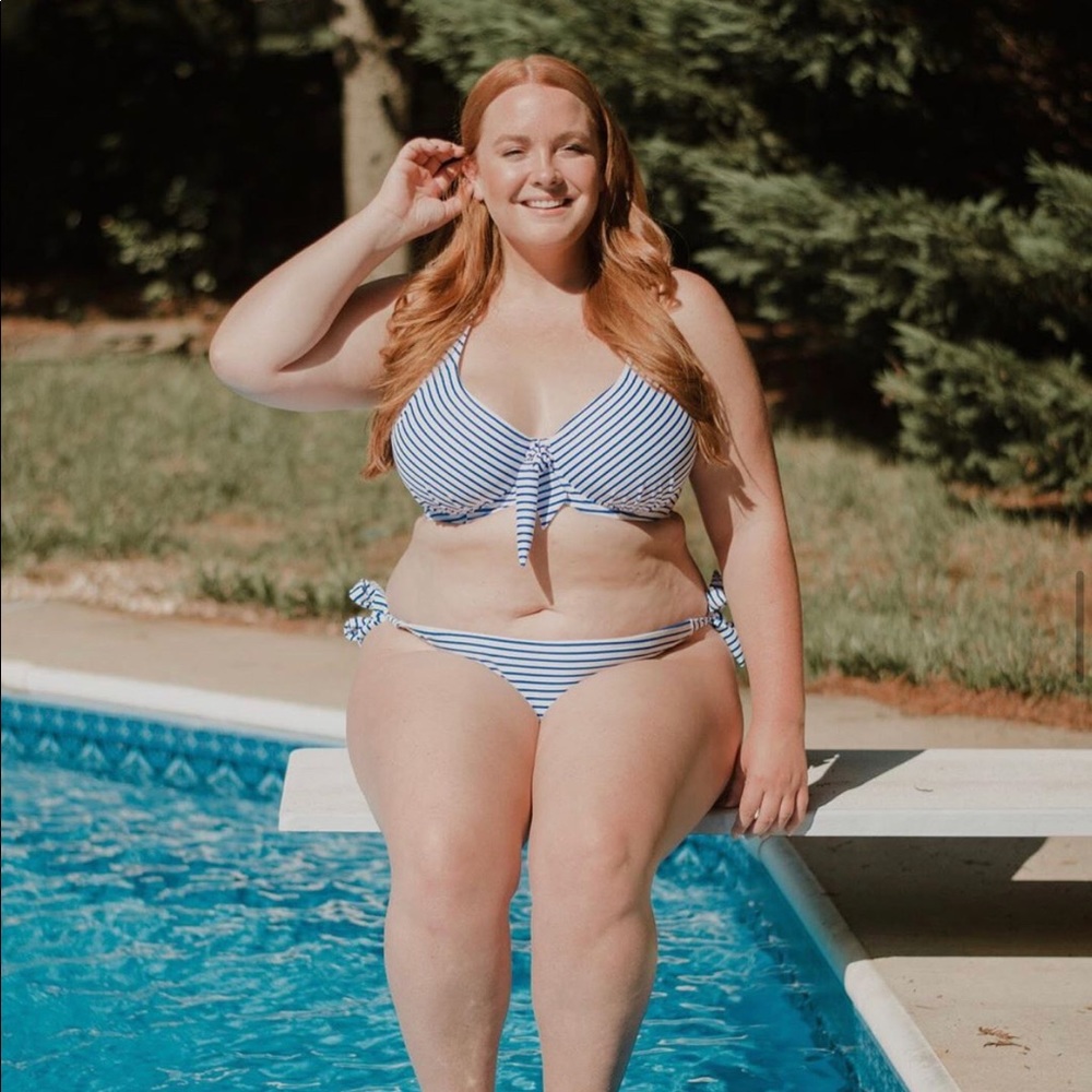 Blue & White Striped Bikini
